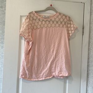 Cato Light Pink Polka Dot Short Sleeve Tee size 18/20W EUC